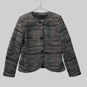 Lafayette 148 Women's Tweed Blazer Round Neck 3 Button Closure Shoulder Pads  10